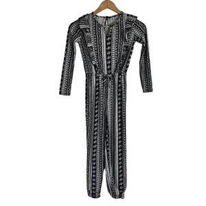 Joey B. Black and White One Piece Jumpsuit Juniors Size Small Elephants Casual